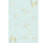 Carnet de notes 12 x 17 cm | Notebook format standard | Oiseaux d'or sur fond bleu pâle | Carnet pour notes, écriture personnelle, journaling, ... feuilles blanches sans lignage | Papier 80 g