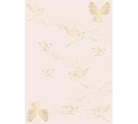 Carnet de notes 12 x 17 cm | Notebook format standard | Oiseaux d'or sur fond rose poudré | Carnet pour notes, écriture personnelle, journaling, ... feuilles blanches sans lignage | Papier 80 g