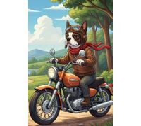 Carnet de Notes Ligné et Numéroté: Les Aventures Hilarantes des Boston Terriers : La moto