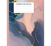 Carnet Élégant Abstrait - Marbrures Bleu, Rose et Or: Carnet de notes chic avec effet aquarelle et touches dorées scintillantes - 120 pages lignées