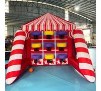 Carnival 2 in 1 Inflatable Sports Game, Double Sided Carnival Games 9 Basketball Hoops Inflatable Dart Board for Outdoor Interactive Party Sports Carnival Shoot Game