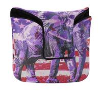 Carnival American Flag Elephants Putter Head Cover for Mallet with Magnetic Closure Putters Headcovers for Men and Women PU Leather Waterproof