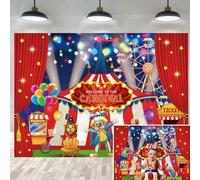 Carnival Backdrop Circus photography Background Decorations Welcome to The Carnival Banner Red Circus Backdrop for Carnival Kid Birthday Party Banner Photo Props Supplies (8X6FT)