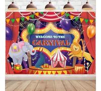 Carnival Backdrop Red Tent Circus Photo Background Kids Birthday Print Wall Decorations Backdrop Party Background Welcome to The Carnival Party Decoration Banner