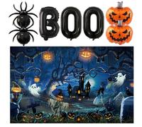 Carnival Background Cloth,Carnival Horror Festival Atmosphere Party Decoration,Horror Ghost Pumpkin Spider Theme,Suitable for Photography Party Indoor and Outdoor Supplies, 180x110cm