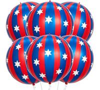 Carnival Balloons 22 Inch Round Foil Balloon 6Pcs Large 4D Blue and Red Striped Balloon Shape Circus Clown Carnival Foil Balloons Birthday Xmas Festive Party Retro Party Decor