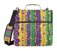 Carnival Beads Beads Beads 1.5-Inch 3-Ringing Zippered Binder Bag with Strap Easy to Carry Zippered Portfolio for School and Office