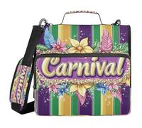 Carnival Beads Feather Floats 3 Ringing 1.5 inch Binder Zipper with Handle Waterproof School Binders Organizer for Middle Student