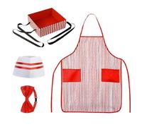 Carnival Chef Costume For Festival Party With Red Stripes And Hat (Red, One Size)