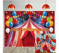 Carnival Circus Backdrop Red Circus Tent Photography Background Carnival Theme Birthday Party Decoration Supplies (8x6FT（240x180cm）)