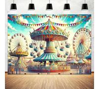 Carnival Circus Theme Backdrop Vintage Circus Tent Carousel Ticket Booth Background Child Kid Boy Baby Birthday Party Decortion 180X120cm