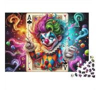 Carnival Clown Card 1000 Piece Jigsaw Adults Joker Card Clown Magic Premium Thick Sturdy Vibrant Challenging Stress Relief Gift 38x26cm/1000pcs