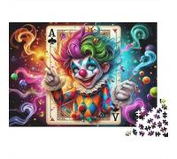 Carnival Clown Card Challenging Adult Jigsaws: Colorful Joker Playing Card Art Educational Games Suitable for Decompression & Wall Decor 38x26cm/1000pcs