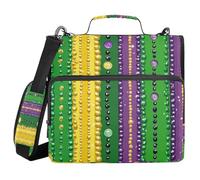 Carnival Coin Coin Beads 1.5 Inch 3 Ringing Zip Up Binder with Shoulder Strap Easy to Carry Document Binder Organizer for Office School