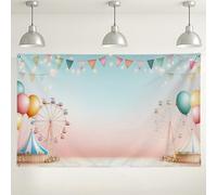 Carnival Colorful Backdrop, Fanciful Party Decorations Backdrops, Ferris Wheel Indoor/Outdoor Picture Background for Photography Events Birthday Celebration 71x43 Inch