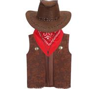 Carnival Cosplay Costume, Western Cowboy - Themed 3 - Piece Set with Cowboy Hat, Vest & Bandana (One Size for Adult Men), Perfect for Masquerade Parties & Cosplay Events, Carnival Cosplay Costume, Wes
