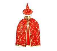 Carnival Costume Cloak Cape Witch Robe Attire For Adults Halloween Cosplay Performance (Red, One Size)