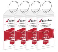 Carnival Cruise Luggage Tag Holders [4 Pack] - Waterproof, Durable Plastic with Steel Loops - Fits All Carnival Ships for Cruising in 2025, 2026 and 2027