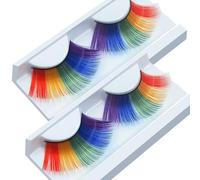 Carnival False Eyelashes with Colorful Feathers and Flowers, Two Pairs, Perfect for Costume Parties, Cosplay and Theme Events, Makeup Accessories for Women