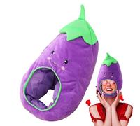 Carnival Hat - Eggplant Veggie Costume - Plush Cartoon Accessories with Decorations for Party Christmas Photography Prop Comic-Con Anime Easter