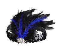 Carnival Headband 1920s Feather Fascinator Headpiece Vintage Tea Party Cocktail Wedding Headwear Carnival Costume Prom Hair Accessory for Women Feather Headbands Decorative Headdress (Blue, One Size)