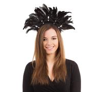 Carnival Headdress Black Feather Festival Adults Fancy Dress Accessory