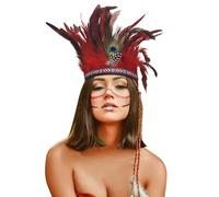Carnival Headpiece Feathers Gypsy Fascinator for Women Girls Retro Fascinators for Women Gypsy Feather Headwear Carnival Prom Feathers Headdress Girls Haircrown Party Decoration (Red, One Size)