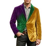 Carnival Jacket Men's Clown Costume Jacket Colourful Printed Cord Blazer Circus Fancy Dress Outfit Funny Motif Suit Jacket Vintage Circus Jacket for Theme Party Street Carnival