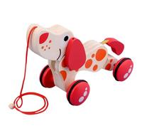 Carnival Jokes Wooden Pull Along Dog Tractor Toy For Classic Children' Pull Toy With Rolling Wheels For Keys Dogs (Red, 25x16x10cm)