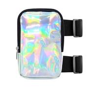 Carnival Leg Harness Bag - Holographic Thigh Bag - Colorful PU Vōor Festivals, 18x12x4.5cm | Adjustable Fanny Pack Vōor Outside With Secure Zipper For Carnival Walks, Silver, verwijzen naar de