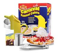 Carnival Mart Funnel Cake Kit,Funnel Cake Maker,Includes Winware Stainless Steel Dredge,Batter Dispenser,Funnel Cake Rings- Funnel Cake Pitcher -Powdered Sugar Shaker