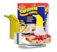 Carnival Mart Funnel Cake Kit,Funnel Cake Maker,Includes Winware Stainless Steel Dredge,Batter Dispenser,Funnel Cake Rings- Funnel Cake Pitcher -Powdered Sugar Shaker