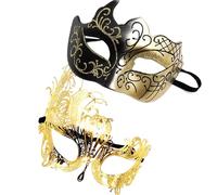 Carnival Mask, Lace Masquerade Mask - 2 x Retro Face Cover, Glittering Costume Face Covers for Him and Her, Party Accessories for Men and Women