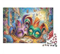 Carnival Mask Paper Jigsaw Puzzle 1000 Pieces for Adults Brain Training Relaxation Wall Art Educational Masquerade Puzzle Gift 52x38cm/1000pcs