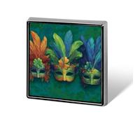 Carnival Masks with Feathers And Shamrocks Unisex Brooches & Pins Square Lightweight Lapel Badge Jewelry for Clothing Shawl Hat