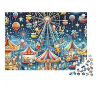 Carnival Night View 1000 Piece Jigsaw Puzzle Paper for Adults Ferris Wheel Hot Air Balloon Puzzle Game for Family Home Leisure 52x38cm/1000pcs