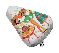 Carnival of Three Dancers Padded Bike Seat Cushion with Drawstring Soft Comfort Waterproof Bicycle Seat Cover, Wide Saddle Protection Covers Protector for Men Women for Exercise Mountain Road Bikes