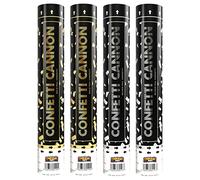 Carnival Party - 30cm Confetti Cannon - 2 Gold Foil and 2 Silver Foil Cannons - Confetti Poppers for Celebrations, Birthdays, Weddings and Parties - Pack of 4