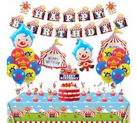 Carnival Party Decorations, Includes Circus Happy Birthday Banner, Circus Balloons, Tablecloth, Cupcake Toppers, Circus Carnival Party Supplies for Kids Boys Girls Carnival Theme Birthday Party
