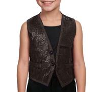 Carnival Performance Vest with Sparkling Sequins for Kids Boys Girls Singing Group Show Costume Shiny Glitter Sleeveless Top Crop Tops Jumper Sequin Silver