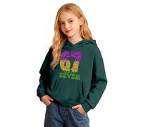 Carnival Print Girls Hooded Fleece Pullover Soft Comfortable Playful Everyday Wear Cozy Sweatshirt Purple Sparkly Top Jumper Kids Age 11 Black Sequin Fancy Dress