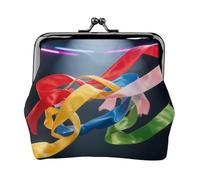 Carnival Ribbon Leather Kiss Lock Coin Purse-Small Mini Wallet for Women