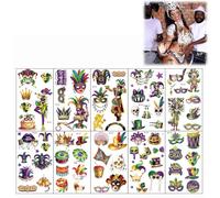 Carnival Theme Mardi Gras Face Tattoos Clown Temporary Tattoos Stickers for Clown Costume Carnival Holiday Party Costume Women Men (B-10pcs)