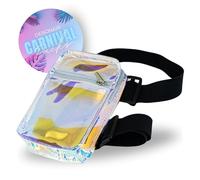 Carnival Thigh Bag, Leg Harness, Leg Bag/Carnival Fanny Pack, Cross Body Bag, Waist Bag - Clear Iridescent Holographic Colour for Women with Adjustable Straps, Iridescent, Holographic, Medium, Thigh