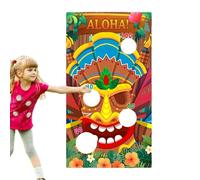 Carnival Toss Game - Hawaiian Bean Bag Toss Game Banner With 3 Throwing Bean Bags, Decorative Sandbag Toss For Family Theme Activity