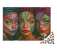 CarnivalMaskArt 1000pc Masked Three Ladies Thick Cardboard Jigsaw Puzzle for Stress Relief Seekers Christmas Gathering Home Decor Holiday Pastime Social Icebreaker Present 38x26cm/1000pcs