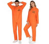 Carnivals Mens Prisoner Costume Orange Convict Suit Orange Prison Jumpsuit with Tattoo Stickers Criminal Costume Jail Overall Dress Up Outfit Adult Mens Women Carnivals Halloween Party Fancy Dress