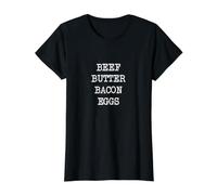 Carnivore Beef Butter Bacon Eggs Meat Eater Diet Meat Keto Value Graphic T-Shirt, Women, Black, XS