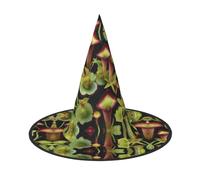 Carnivorous Plant Print Carnival Halloween Witch Hat Costume Accessory Foldable Cap Party Masquerade Decor