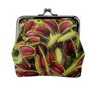 Carnivorous Plant Print Coin Purse for Women Compact Kiss Lock Coin Pouch Zipper Travel Shopping Gifting